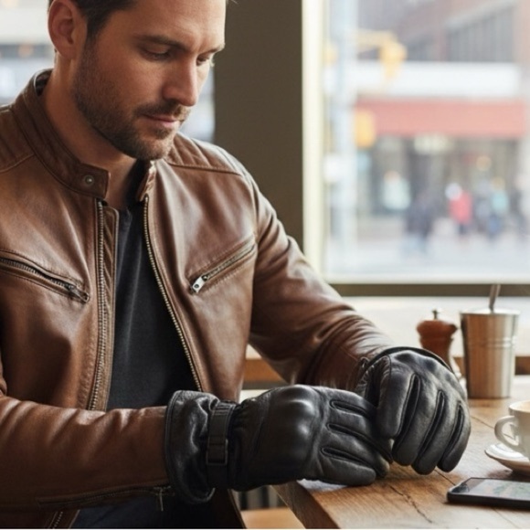 Black Gel Palm Cowhide Leather Riding Driving Gloves XL Men’s/Women Accessories - Picture 9 of 12